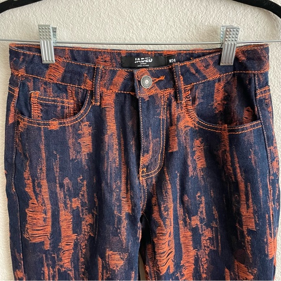 Sold Out Jaded London Y2K Boyfriend Straight Jeans in Indigo Orange Distressed - Picture 8 of 13